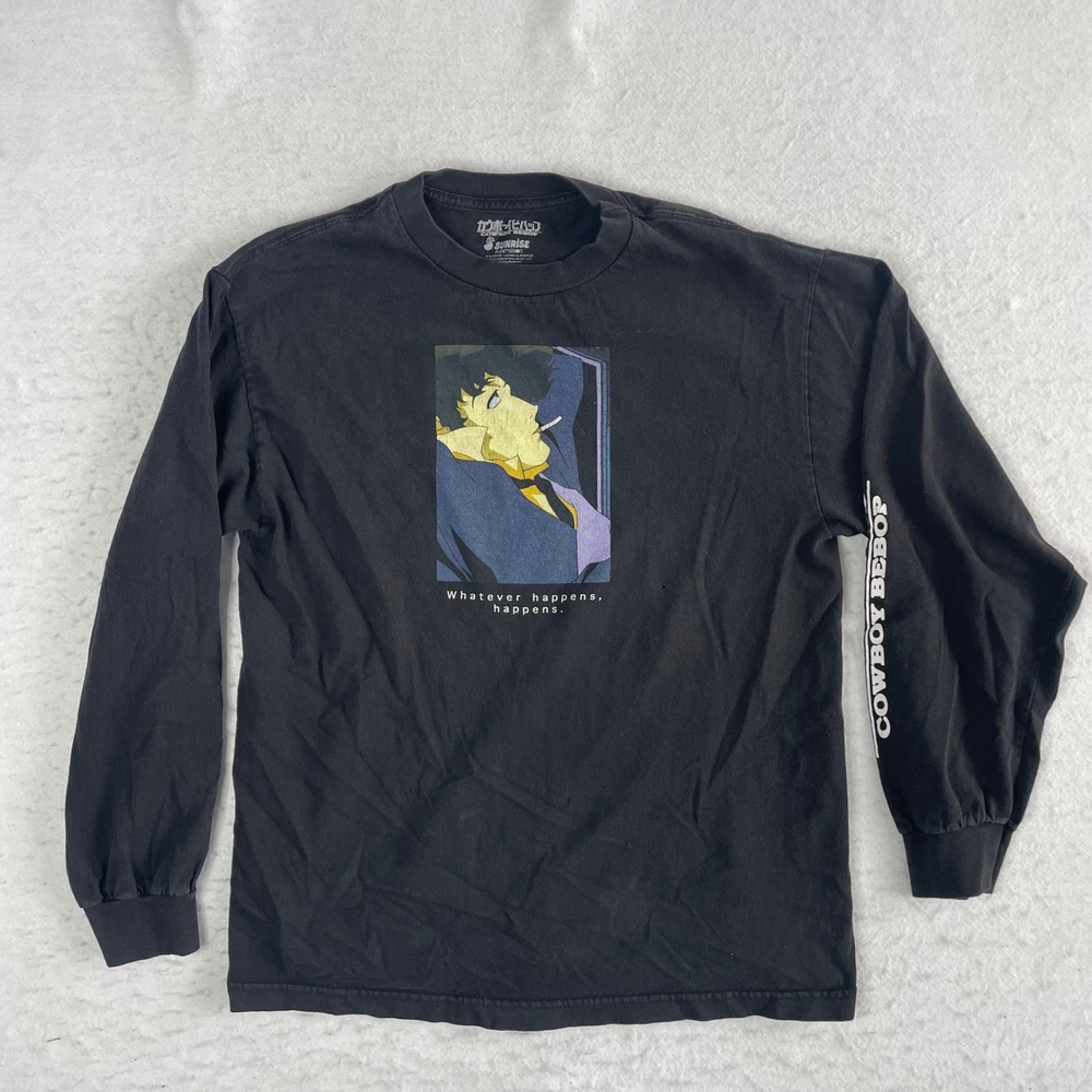 Cowboy Bebop Long Sleeve Shirt Mens Size M Black Graphic Spike Spiegel Anime